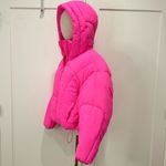 ZARA  Volume Puffer Jacket Small Hot Pink Cropped Quilted Hooded Ski Barbie Chic Photo 4