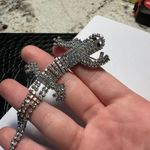 Prong Set Rhinestone Novelty Lizard Brooch Pin With Green Eyes Photo 1