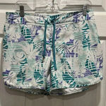 Columbia PFG Women’s Large Pull On Shorts Elastic Waist Tie Front Purple Teal Photo 0