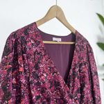Parker Alison Floral Long Puff Sleeve Ruffle Wrap Dress in Cranberry Photo 9