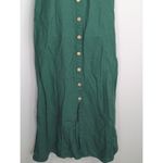 ZARA  Kelly Green Smocked Linen Blend Maxi Dress‎ Women's Small Cottage Prairie Photo 3