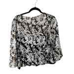 Alex Evenings Black White Floral Blouse Party Cocktail Wedding Womens XL Photo 3