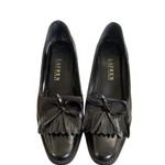 Ralph Lauren 90'S/Y2K VTG. BLACK LEATHER TASSEL HEELS SZ. 5 1/2. Photo 4