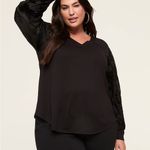 Lane Bryant Black Sheer Floral Sleeve Elegant Festive Holiday Party Top 18/20 Photo 3