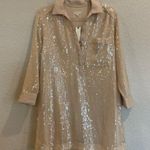 Anthropologie ’s Pilcro Longsleeve Sequin Mini Shirt Dress in Ivory - New! Photo 4