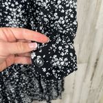 ZARA Women's Black and White Floral Mini Dress Size M Flowy Long Sleeves Photo 7