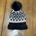 Free People  Chalet Fairisle Pom Beanie Hat Black/Gold Metallic‎ Combo One Size Photo 9