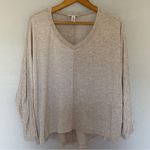 Ambiance Apparel  Beige Colorblock Striped Long Sleeve Top Size 1X Photo 0