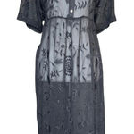 Called To Surf Brass & Roe Black Sheer Floral Embroidered Dress/Coverup Midi Dress Romantic XL Photo 0