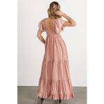 Baltic Born NWT Agatha Maxi Dress Womens Small Mauve Tie Front Smocked Tiered Photo 1