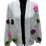 Anthropologie NWT By  The‎ Susannah 3-D Flower Cardigan Sweater One Size White Photo 0