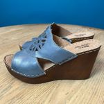 Spring Step NWT  Blue Leather Sunburst Wedge Bohemian Sandal Size 38/Women’s 7.5 Photo 3