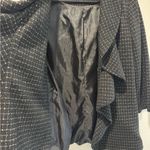Calvin Klein ruffle, lapel Black and White Checkered coat w sz 8 Photo 9
