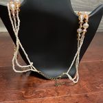 Crystal Cream Light Brown & Clear Mid Century Modern Style Multi Strand Necklace Tan Photo 4