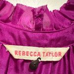 Rebecca Taylor HOT PINK MAGENTA SILK RUFFLED LING SLEEVE BLOUSE TOP 0 Photo 3