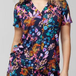Soma cool nights pajama top in blooming tropical navy colorful cozy size large Photo 0