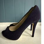 L.K.Bennett Plum Purple Glitter High Heel Open Toe Dressy Shoes Women’s Sz 37.5 Photo 2