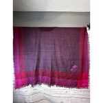 Coach Virgin Wool Square Scarf 56x56 Made in Italy 2010s Burgundy Pink Red Logo Photo 2