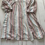 Knox Rose  Womens L Whimsical Boho Tunic Flowy Stripe Shift Dress Linen Blend Photo 10