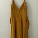 Windsor yellow v-neck plunge dress miniskirt bow detail summer sundress party Photo 0