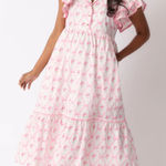 Red Dress Boutique BRUNCH & BEYOND COTTON LIGHT PINK FLORAL MIDI DRESS Photo 0