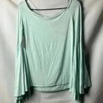 Free People NWT WO SIZE MEDIUM MINT GREEN BLOUSE EXTRA WIDE FLOWY SLEEVES Photo 10