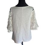 Anthropologie  Eri + Ali Lace Bell Sleeve Top XS White Textured Crocheted Photo 6