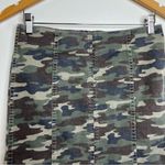 Free People Modern Femme Green Camo Paneled Denim Mini Skirt Size 6 Photo 2