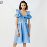 Maje  Blue Lace Reglisse Ruffled Cold Shoulder Dress size L Cottagecore Milkmaid Photo 1
