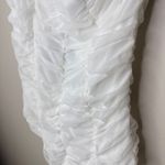 Le lis NEW NWT Anthropologie One-Shoulder Ruched Bodysuit Medium White Mesh Photo 3