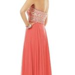 NEW VIVI TA Coral Embellished Prom Gown Dress Women's Size 14 Strapless Beaded Photo 1