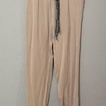 Mango  Tan Tie Waist Jogger Dress Pants Womens XS Pull On Drawstring Waist Beige Photo 4