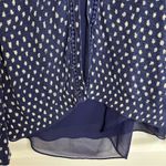 Lucky Brand  Navy Blue‎ and Gold Printed Lined Split Back Knit Top Size Large Photo 1