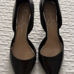 Jessica Simpson  Black Glossy Faux Leather Heels Women Size 6 Photo 0