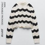 ZARA nwt chenille knitted striped turtleneck sweater top Photo 0