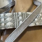 Toms Lexie Sandals size 9.5 Tan Canvas Diamond Tribal Print Ankle Strap Thong Photo 3