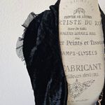 Betsey Johnson  Vintage Leopard Black Velvet Silk Blend Bead trim Taffeta Scarf Photo 2