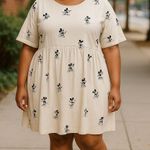 Disney New Parks Classic Mickey & Minnie Ivory Dress 3/4 Sleeve Vintage Style 2X Photo 0