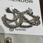 Rachel Zoe Curateur x Rendor Victoria Double Hoop Earrings White Gold Plate RARE Silver Photo 2