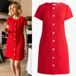 J.Crew Factory Tweed Dress with Jewel Buttons in Classic Cardinal New $128 Red Size 10 Photo 1