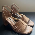 Lucky Brand Womens Chunky Leather Brown Beaded Block Heel Sandals sz 7.5 Strappy Photo 4