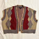 ✨ Cropped, slouchy, argyle sweater vest by Witty Fox in a cozy knit Multiple Size M Photo 0
