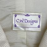 Vintage 1980s CW Designs Cream Satin Jacquard Puff Sleeve Retro Power Suit Set Photo 10
