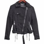 XOXO Faux Suede Biker Style Zip Up Black Jacket Size Medium Photo 0