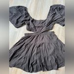 Free People Free Prople Mini Dress Short Sleeve Flowy Ruffle Sundress Hippie Black Size L Photo 1
