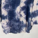 Kori America Womens Tie Dye Line Blend Button Down Shirt Blue White Tunic Medium Photo 6