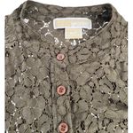 Michael Michael Kors Women's Small Brown Lace Long Sleeve Half Button Blouse Photo 6