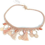 Vetta‎ rose gold tassel coin bead boho necklace Pink Photo 0