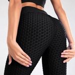 Women’s black high waisted ruched Butt lift yoga workout exercise legging Sz M Size M Photo 0