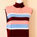 Eva Mendes NY&CO Burgundy, White & Periwinkle Sleeveless Striped Sweater Dress. Red Size XL Photo 3